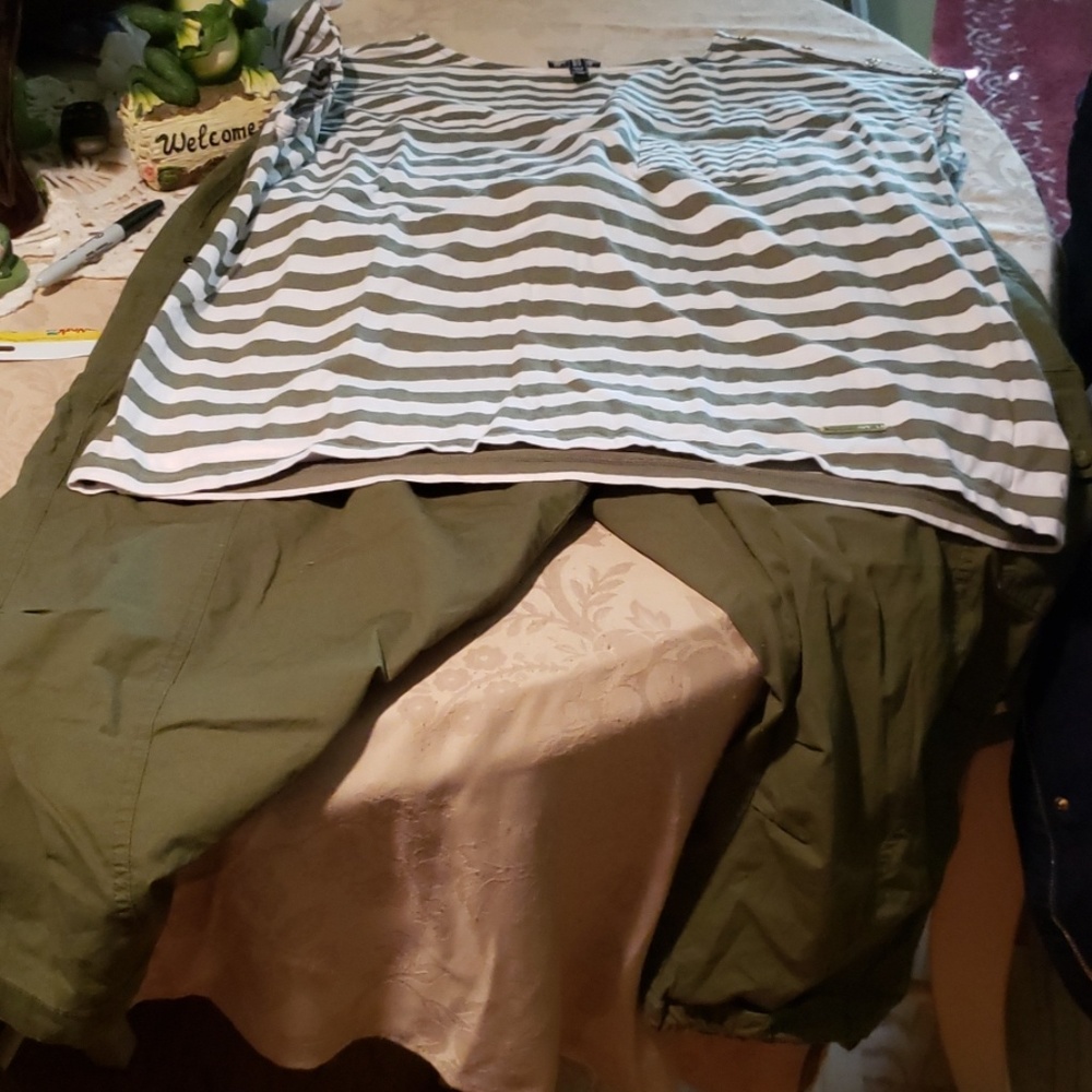 Olive cargo capris and matching top